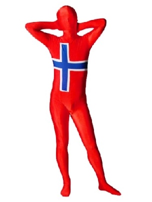 Pattern of Norwegian Flag Unisex Lycra Zentai Catsuit Morph Suit Second Skin Suit