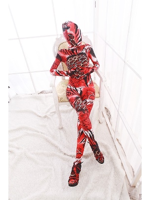 Christmas Red Animal Pattern Combination Full Body Morph Costume Dupont Petsuit Zentai Catsuit Second-skin Costume