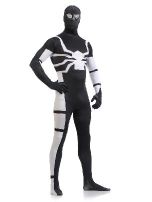 Halloween Full Body Tights Black and White Spiderman Super Hero Spandex Holiday Unisex Lycra Catsuits Second-skin Costume
