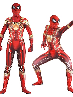 Superhero Halloween Golden Steel Spiderman Costume Cosplay Zentai Suit Second-skin Catsuit Costume