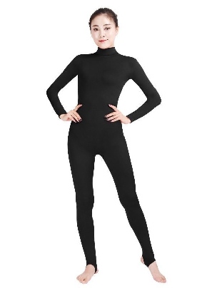 Foot Stepping Yoga Outfit High Collar Long-sleeved One-piece Woman Lycra Spandex Zentai Suit Catsuit Second-skin Costume