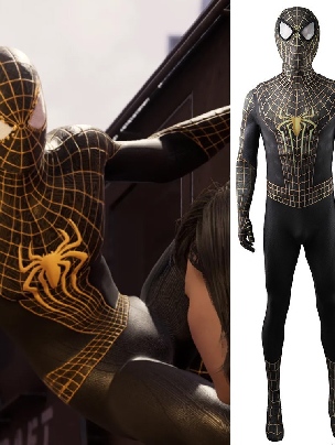 Black and Gold Tasm2 Set the Amazing Spider-man Catsuit Zentai Superhero Cosplay Costume